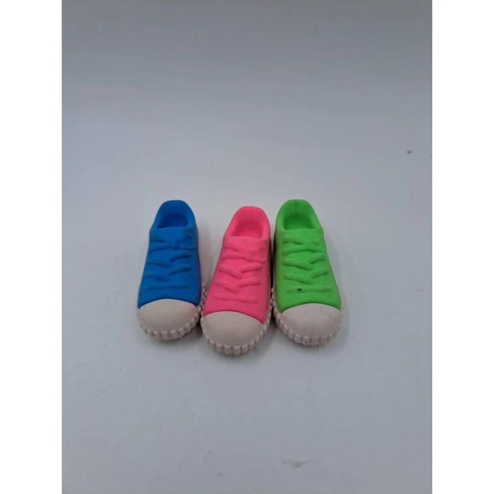 Vintage Lot of 3 Pencil Eraser Sneakers Blue Pink Green Retro 90's